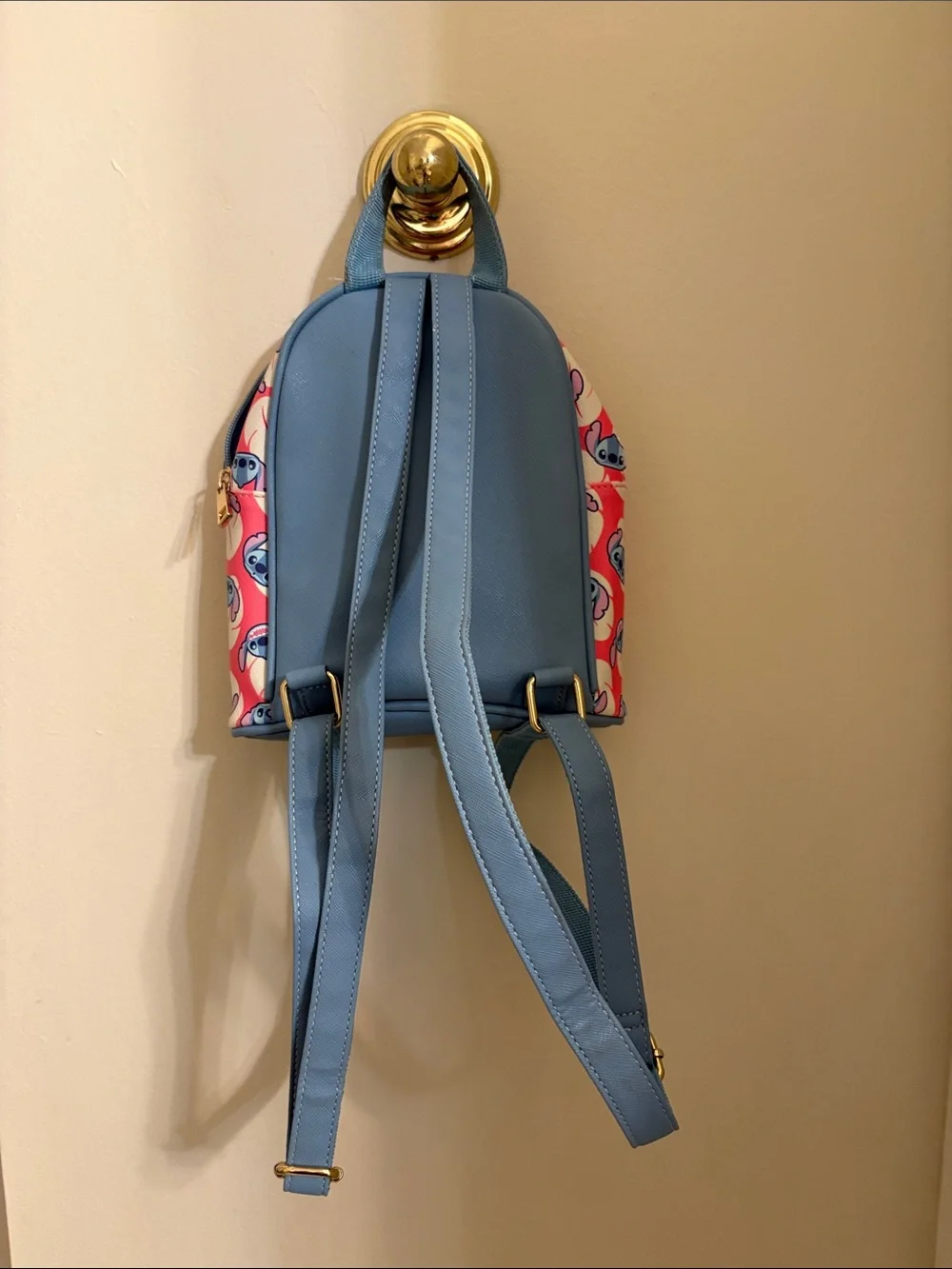 Disney Pink & Blue Stitch Pattern Mini Backpack